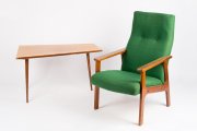 Журнальный столик, кресло 1960-е ДСП, массив дерева, обивочная ткань Собрание Московского музея дизайна